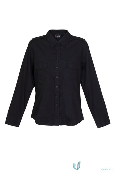 Ramo S002FL Ladies Fashion Military LS Shirt in Black
