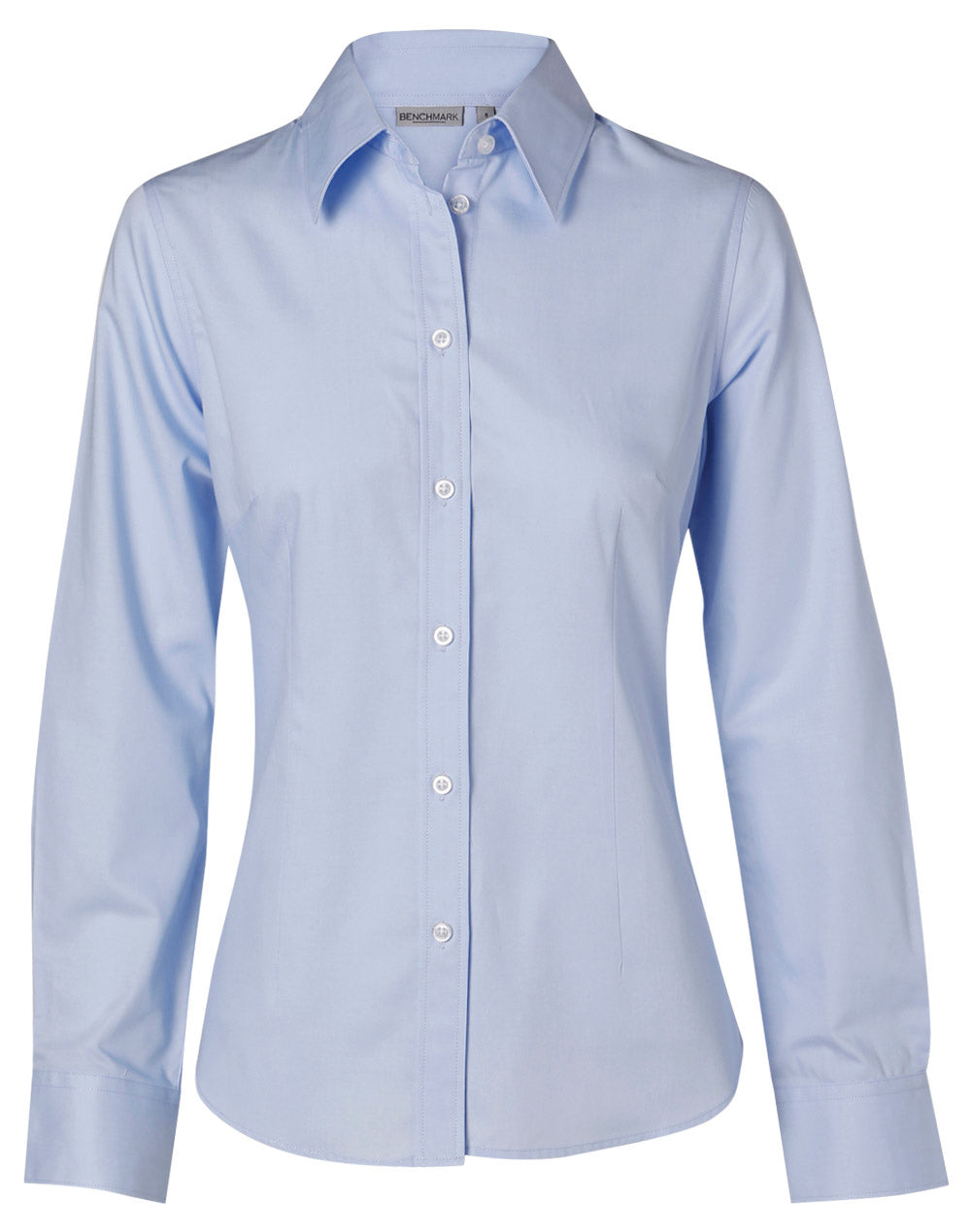 Light blue Ladies Fine Twill L/S Shirt m8030l front view