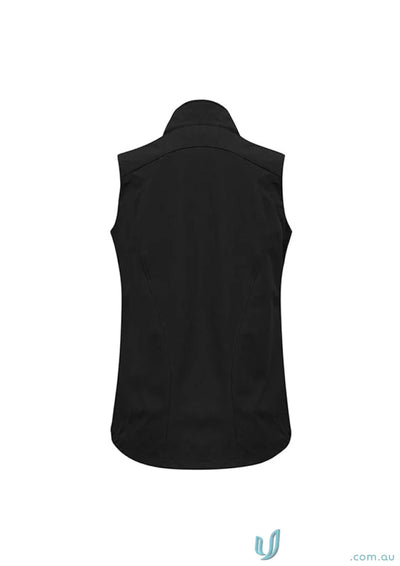 Black sleeveless vest from Ladies Geneva Softshell Vest in women’s Geneve collection