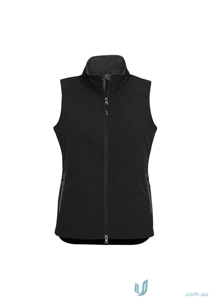 Black sleeveless softshell jacket from women’s Geneva vest collection for women j404l