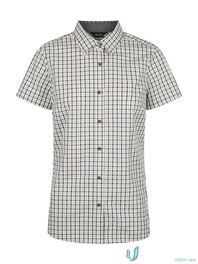 Ladies Hudson Short Sleeve Shirt in stylish gingham check pattern perfect for summer casuals