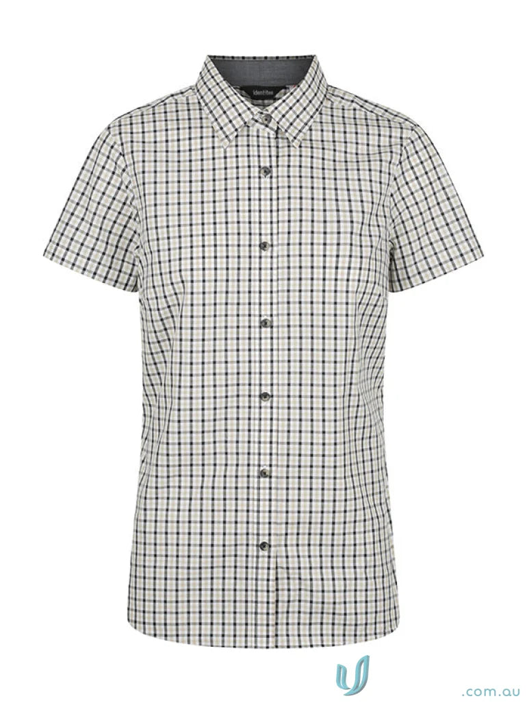 Ladies Hudson Short Sleeve Shirt in stylish gingham check pattern perfect for summer casuals