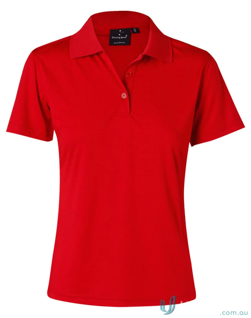 Red womens polo shirt from Winning Spirit Ladies Icon CoolDry Textured collection