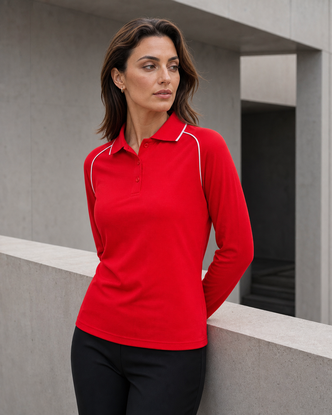 Ladies Iconic Raglan LS Polo
