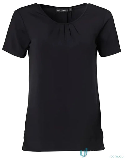 Ladies Julia top with short sleeves and gathered neckline, perfect for winning spirit ladies