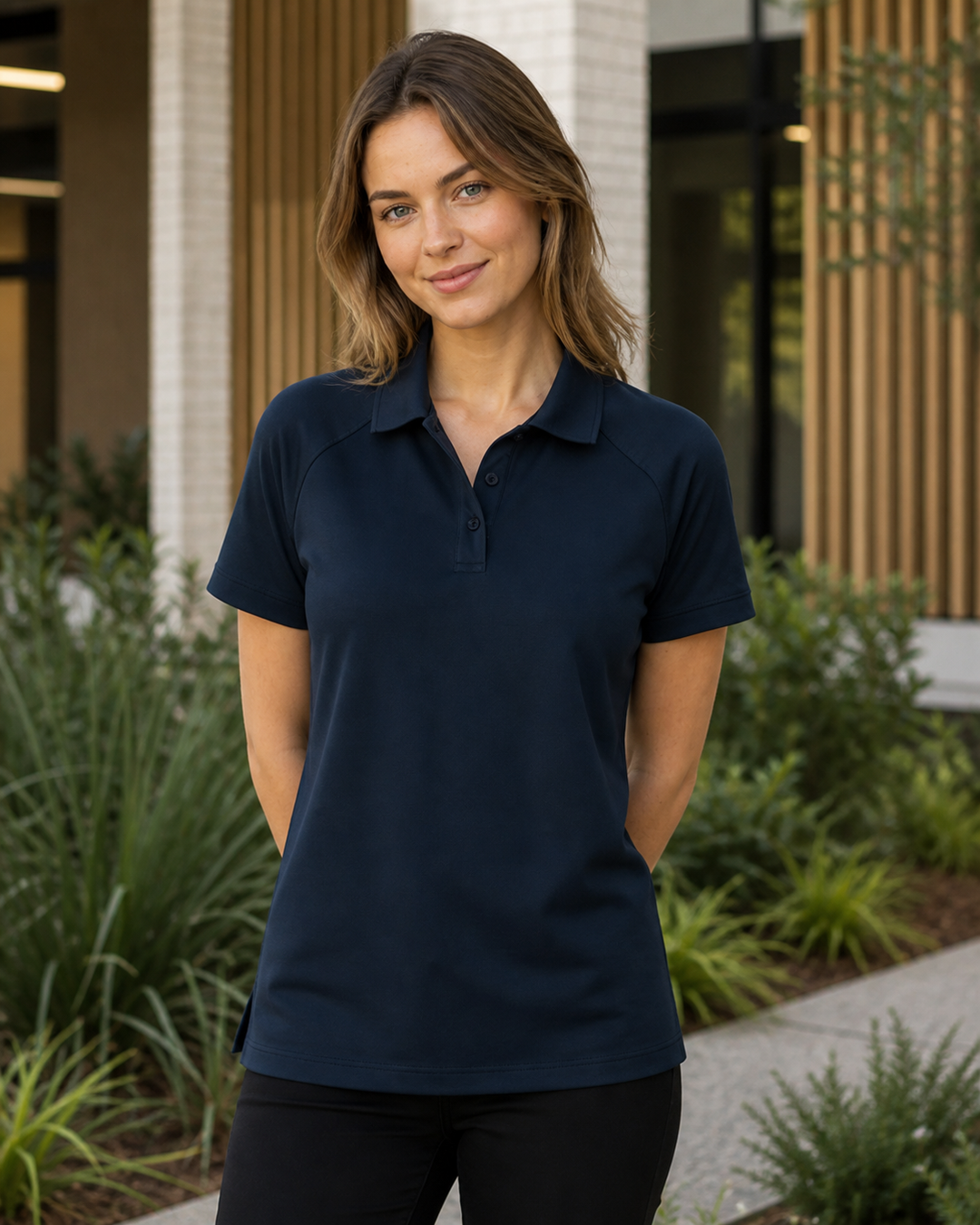 Ladies Keira Polo worn by a professional Australian model