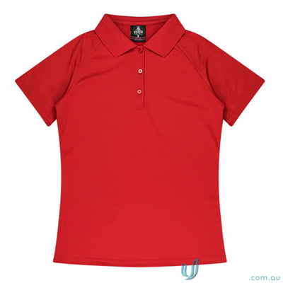 Red short-sleeved polo shirt from Ladies Keira Polo, perfect for work uniforms or uniforms