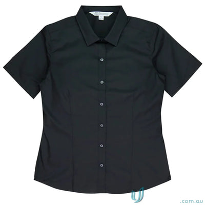 Black short-sleeved button-down shirt from Ladies Kingswood SS Shirt ideal for work uniforms