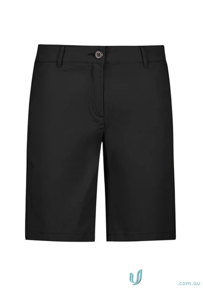 Black tailored shorts from the Ladies Lawson Chino Short BS021L Biz Collection for womens Lawsons