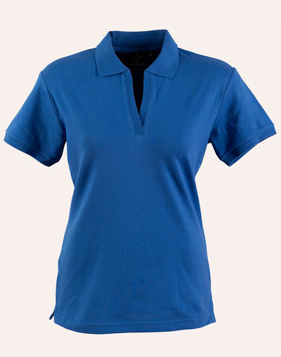 Ladies Longbeach Stretch polo in vibrant royal blue