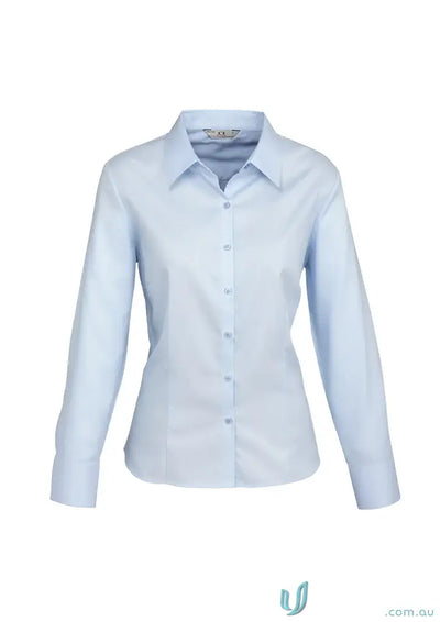 Light blue womens luxe long sleeve premium cotton shirt from Ladies Luxe Premium Cotton LS Shirt