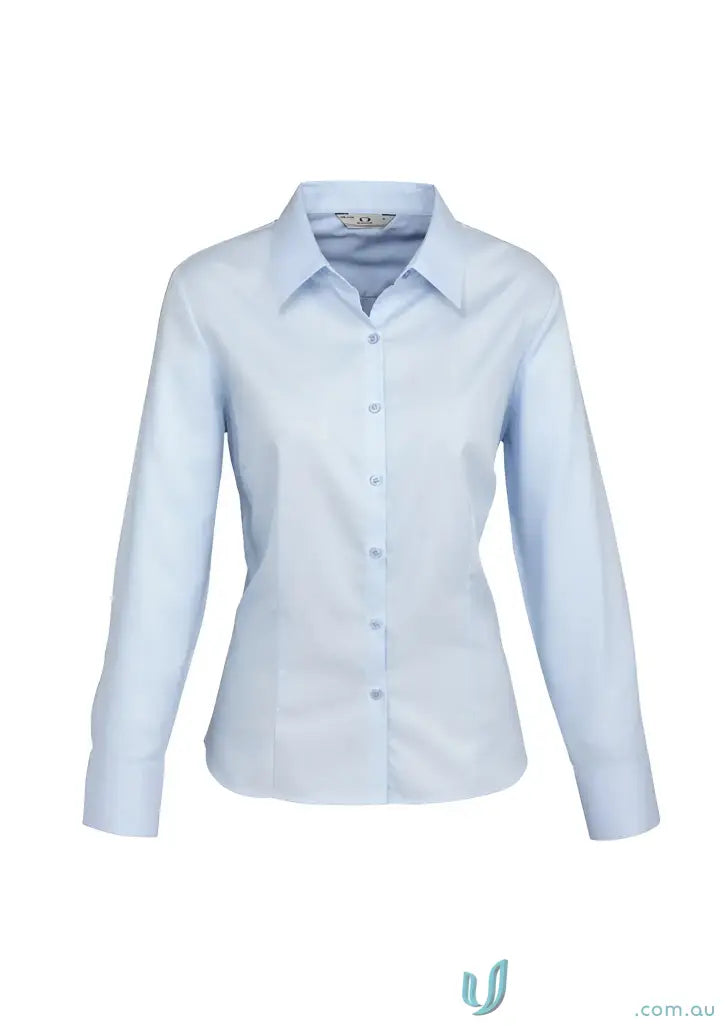 Light blue womens luxe long sleeve premium cotton shirt from Ladies Luxe Premium Cotton LS Shirt