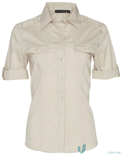 Beige military shirt for women from Winning Spirit Ladies, style M8911 Womens Short
