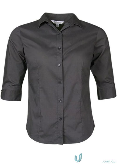 Mosman black three-quarter sleeve shirt perfect for uniforms and workwear