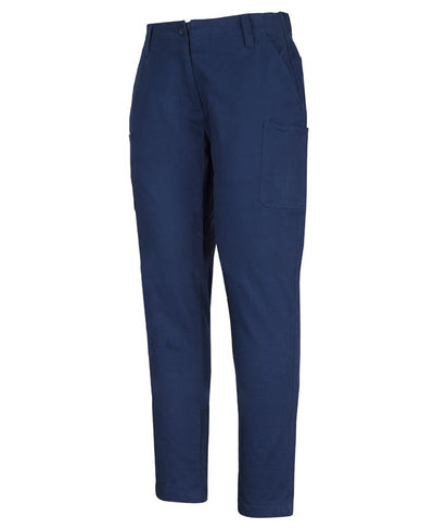 Ladies multi pocket stretch twill pant in navy blue cargo style