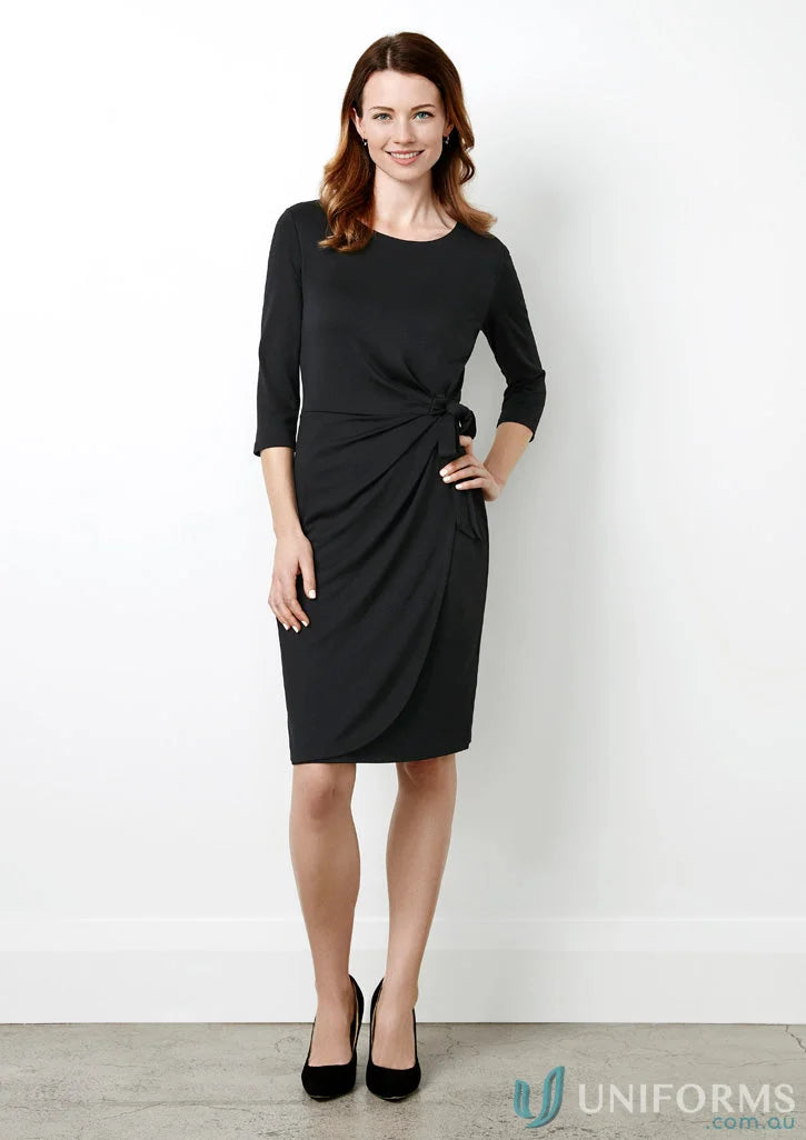Elegant black wrap dress from Ladies Paris Dress in biz collection womens paris dress line
