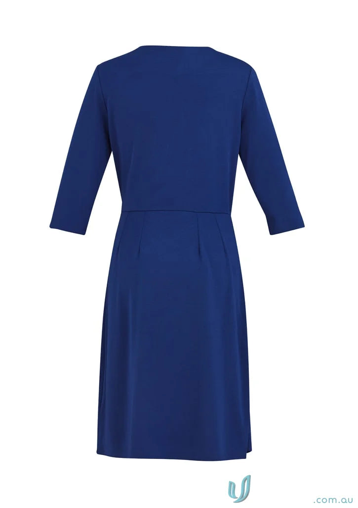 Blue knee-length womens Paris Dress with three-quarter sleeves from Biz Collection Womens