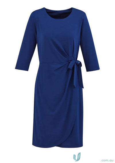 Blue wrap dress with tie from Biz Collection Womens Ladies Paris Dress collection