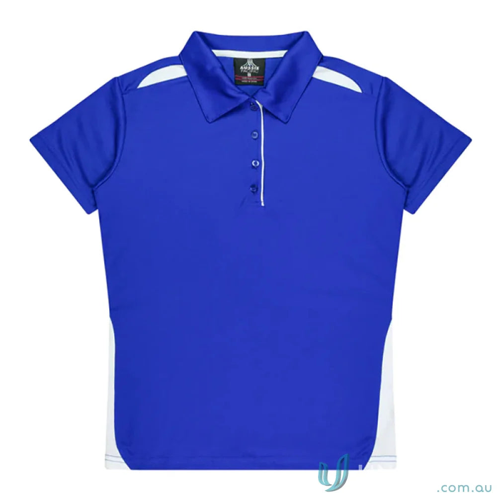 Blue and white fabric Ladies Paterson Polo perfect for uniforms or workwear