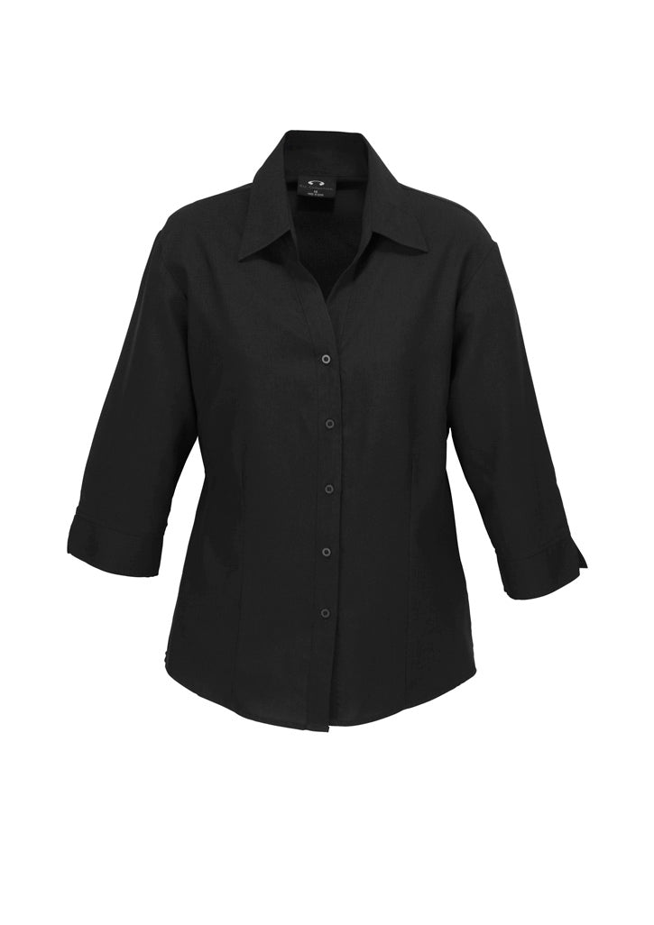 Ladies plain oasis 3Q shirt for black women, moisture-wicking fabric