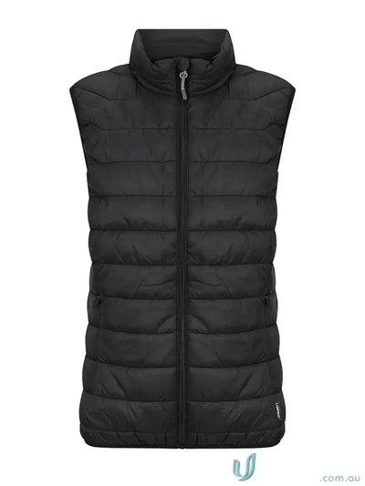 Ladies puffer vest with black quilted design made from recycled polyester insulation and PolyLoft ® recycled filler