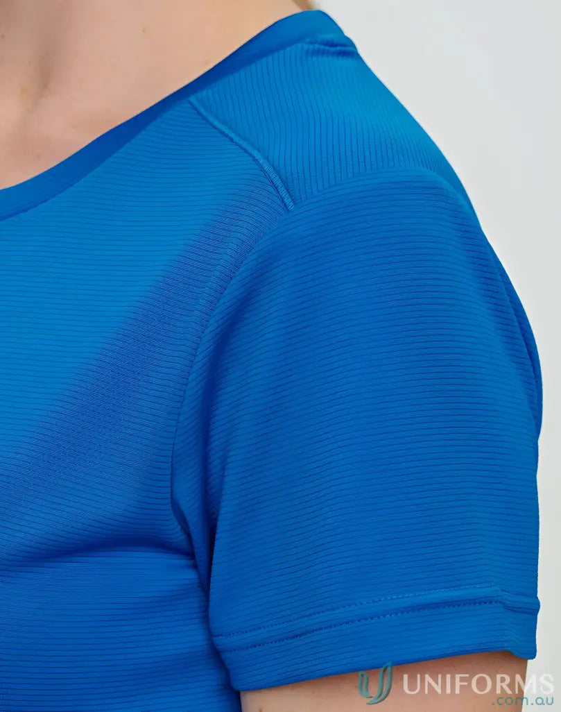 Royal blue Ladies RapidCool Ultra Light Tee with subtle ribbing and crew neck