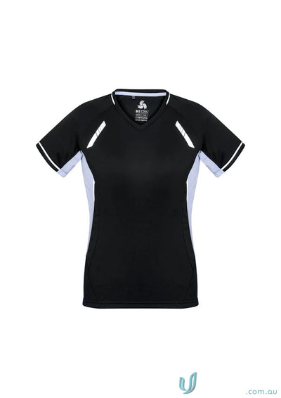 Black and white athletic t-shirt from Ladies Renegade Tee Biz Collection Ladies short sleeve