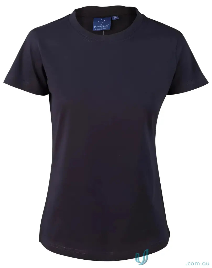 Dark blue ladies spirit tee with TS38 Savvy design, perfect for winning spirit ladies