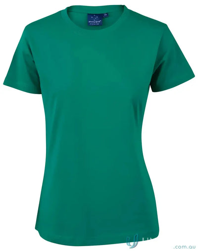 Green short-sleeved T-shirt from TS38 Savvy Ladies Spirit Tee collection, perfect for winning spirit ladies