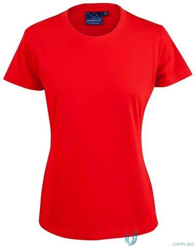 Red short-sleeved T-shirt from TS38 Savvy Ladies Spirit Tee collection