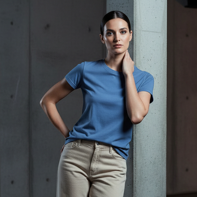 Ladies Southport ice short sleeve tee in sleek solid blue
