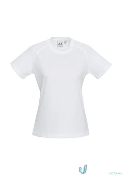 White short-sleeved Ladies Sprint BizCool Tee perfect for comfy bizcool uniforms