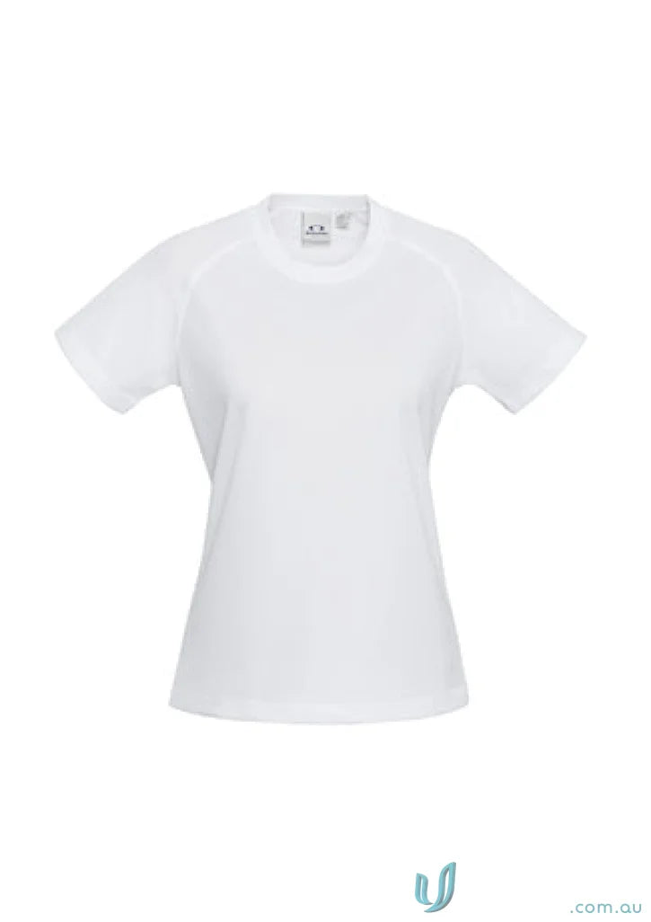 White short-sleeved Ladies Sprint BizCool Tee perfect for comfy bizcool uniforms