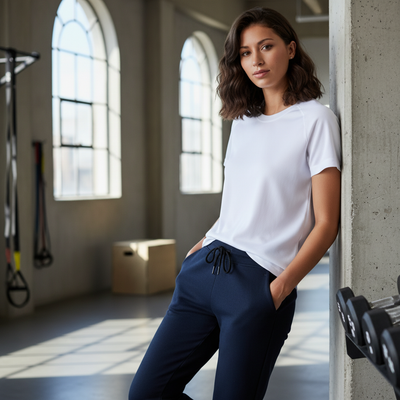Ladies sprint bizcool white cotton tee, crew neck short sleeves