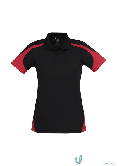 Black and red ladies Talon Polo shirt featuring biz cool perfect blend style
