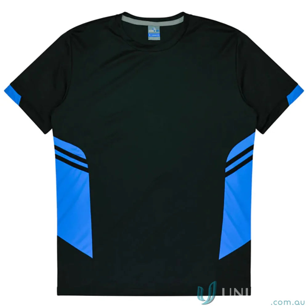 Black and blue athletic fabric T-shirt from Ladies Tasman Tee, perfect for uniforms or workwear