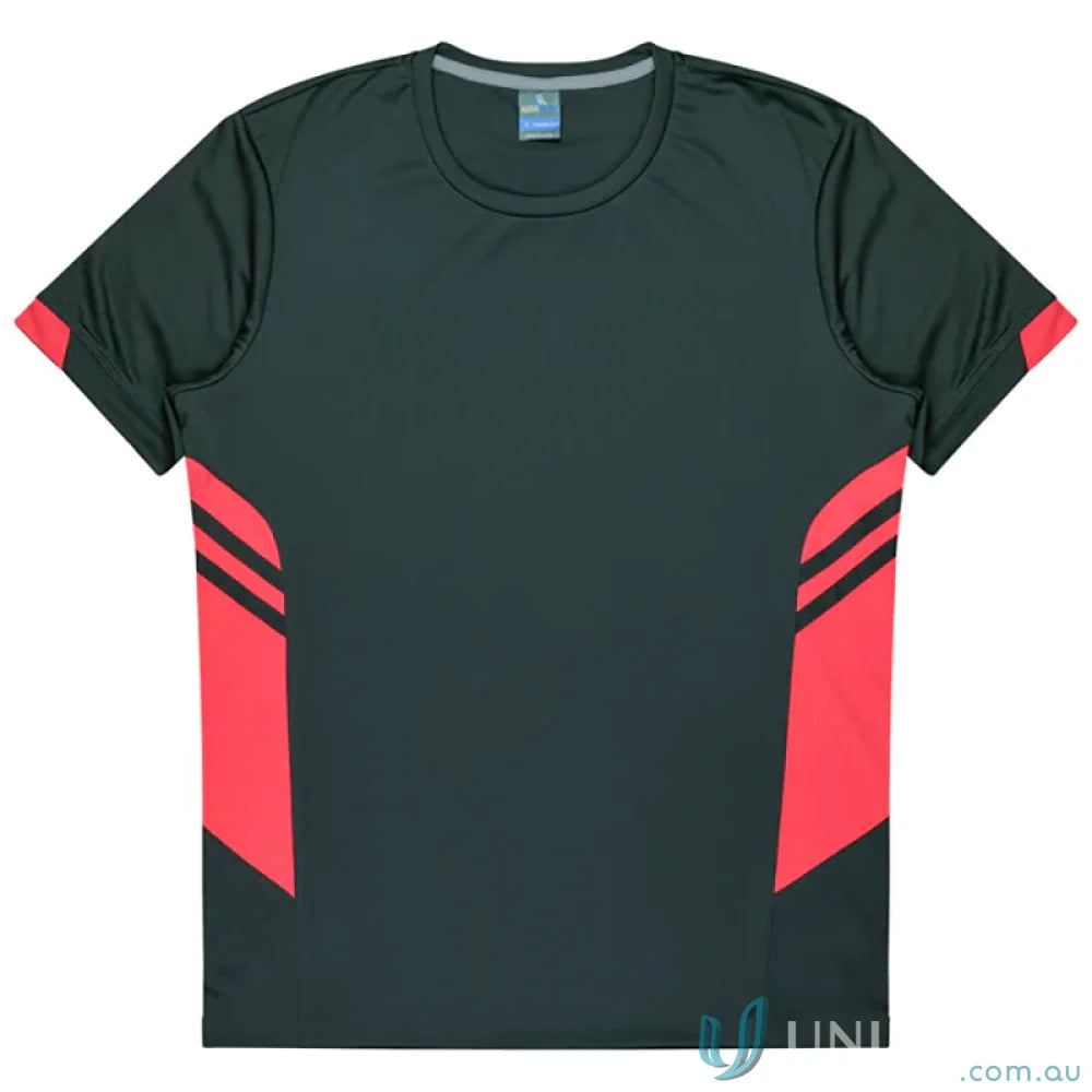 Black and red athletic T-Shirt made from comfortable fabric, perfect for uniforms or workwear