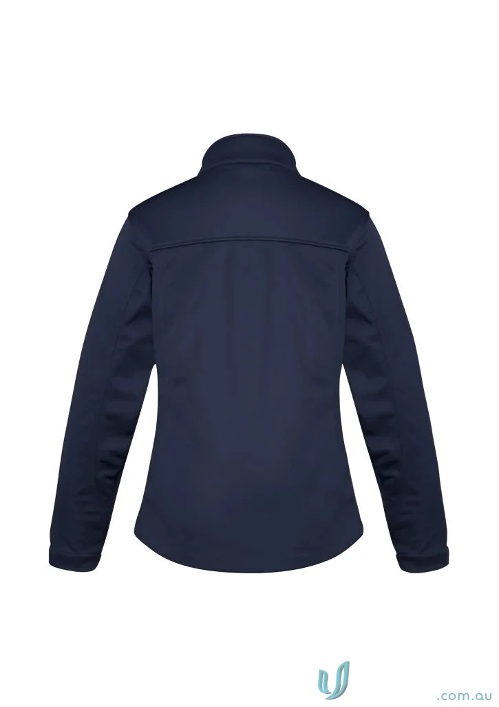 Navy blue womens softshell jacket with stand-up collar from Ladies U Tech SoftShell collection
