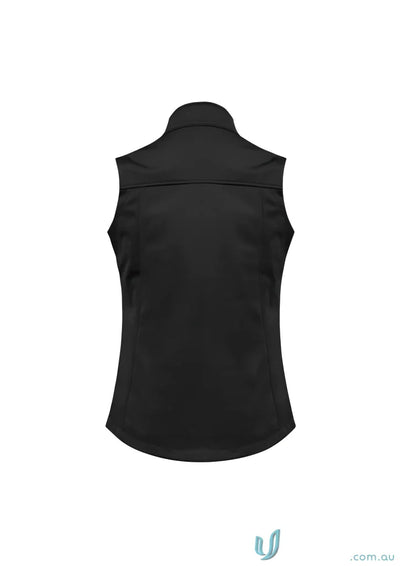 Black Ladies U:Tech SoftShell Vest with stand-up collar, perfect for womens softshell vest j29123