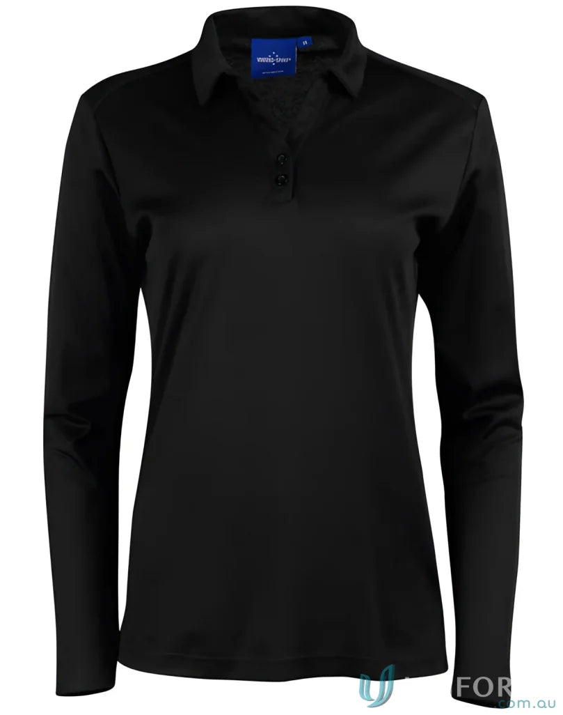 Ladies Victory LS Polo with truedry mesh fabric and natural cotton backing
