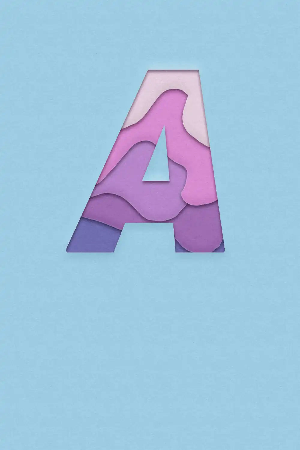 Layered paper-cut letter A.