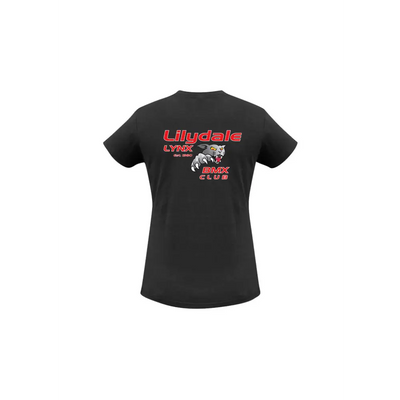 Black t-shirt with logo.