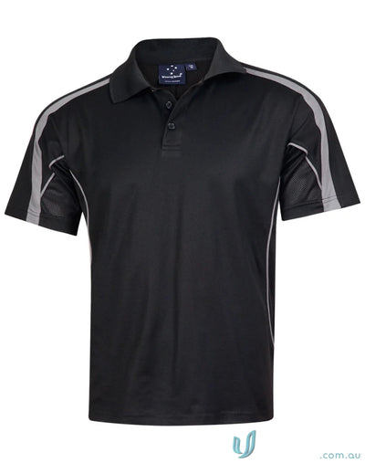 Black and gray short-sleeve polo shirt from PS53 Legend Mens Truedry collection