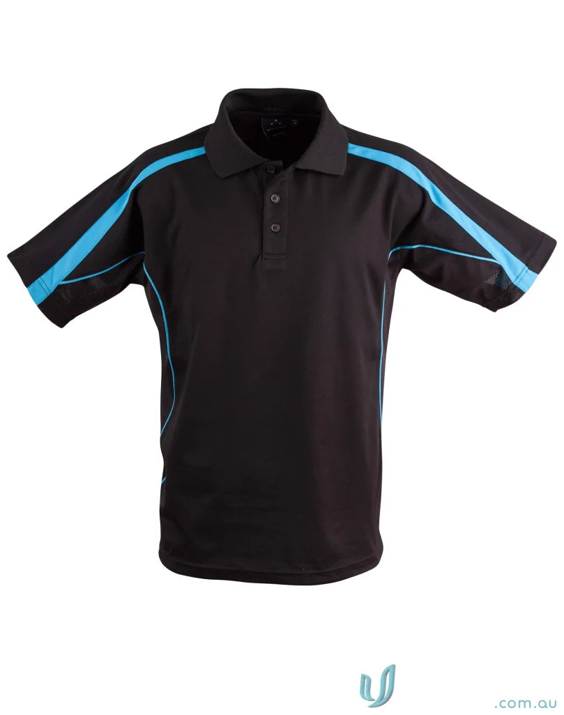 Black Legend Polo with blue accents, PS53 Legend Mens Truedry short sleeve polo
