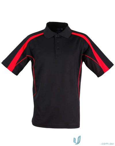 Black Legend Polo with red accents for men, part of PS53 Legend Mens Truedry short sleeve polo collection