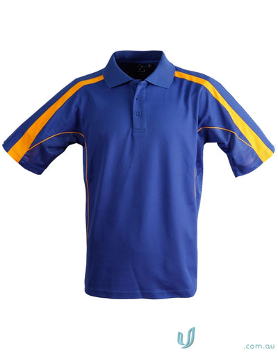 Blue and gold PS53 Legend Mens Truedry short sleeve polo shirt for men