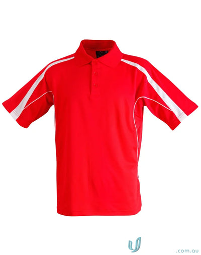 Red ps53 Legend Mens short sleeve polo with white accents from Legend Mens Truedry