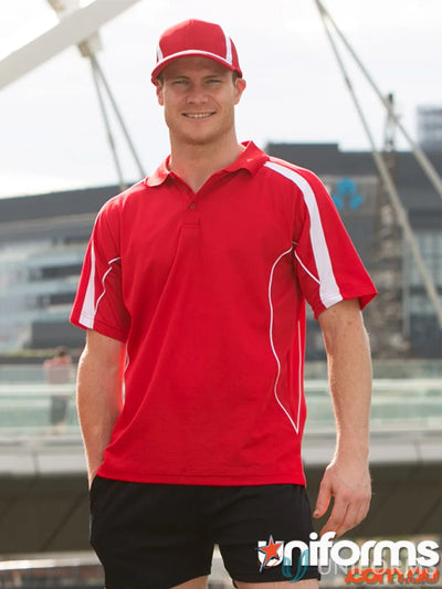 Red and white Legend Polo short sleeve polo with matching cap for Legend Mens Truedry ps53