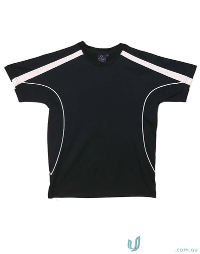Legend Tee black t-shirt with white stripes, perfect for uniforms and workwear