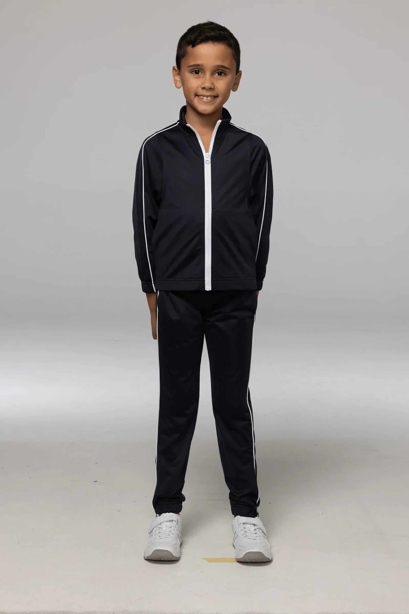 Black Liverpool kids jackets tracksuit with white zipper and side stripes